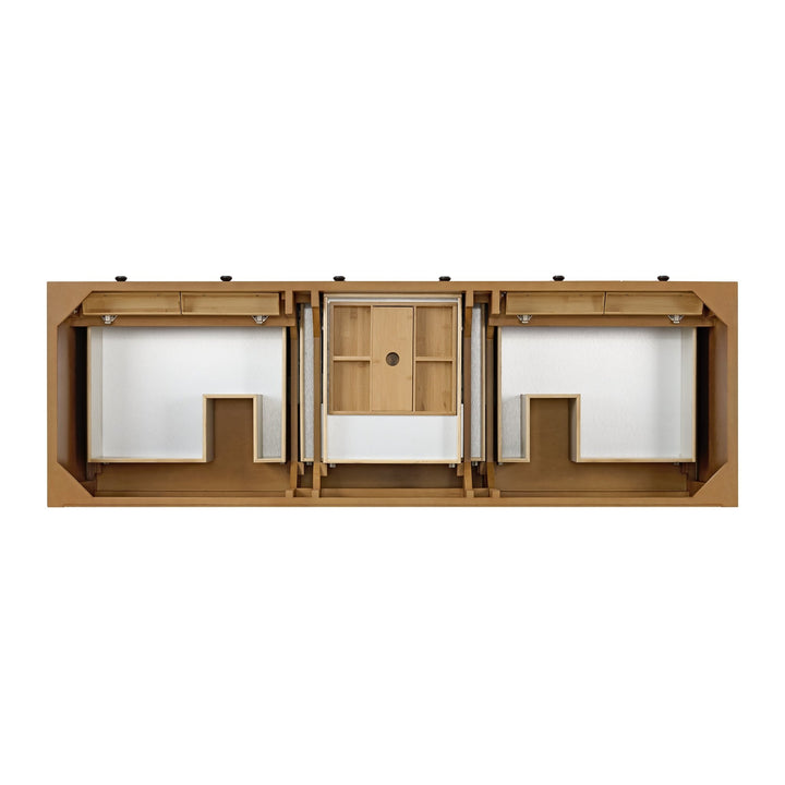 Malibu 72" Double Vanity, Amber Birch w/ 3 CM Ethereal Noctis Top w/ FreePower Wireless Charger