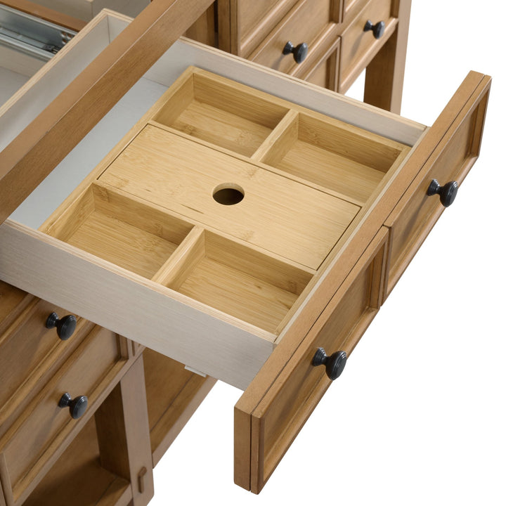 Malibu 72" Double Vanity, Amber Birch w/ 3 CM Parisien Bleu Top w/ FreePower Wireless Charger