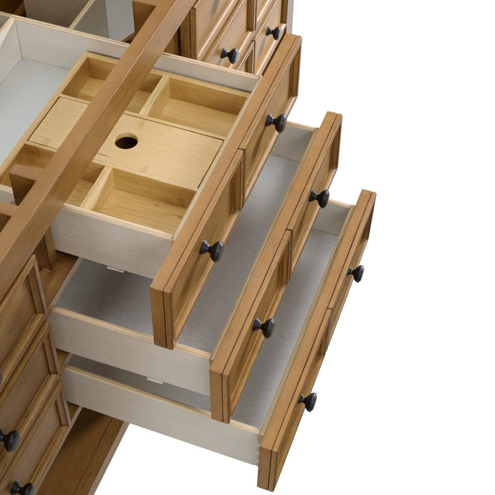 Malibu 72" Double Vanity, Amber Birch w/ 3 CM Victorian Silver Top w/ FreePower Wireless Charger