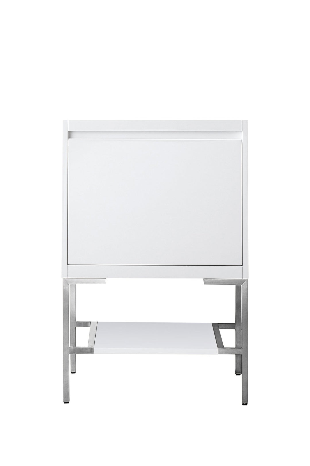 Mantova 23.6" Single Vanity Cabinet, Glossy White, Brushed Nickel Base