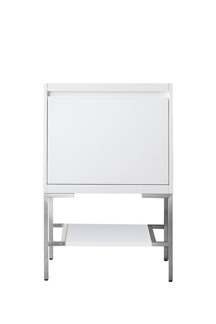 Mantova 23.6" Single Vanity Cabinet, Glossy White, Brushed Nickel Base