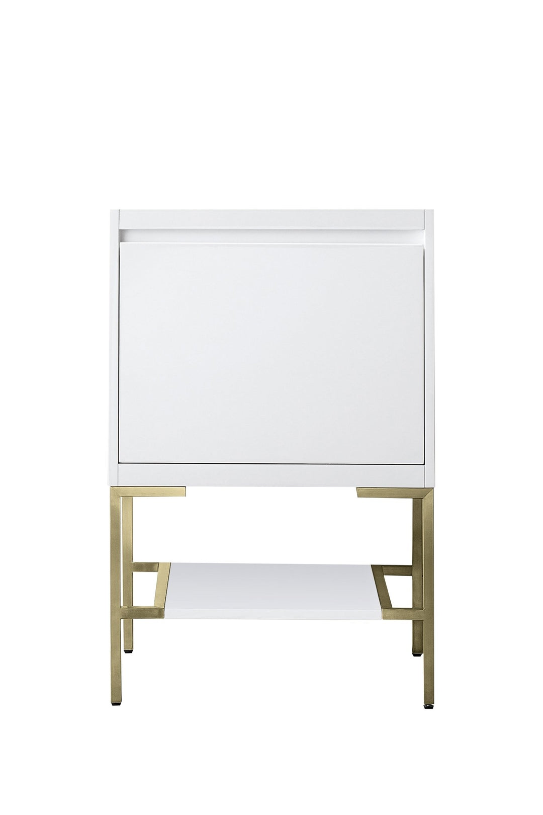 Mantova 23.6" Single Vanity Cabinet, Glossy White, Champagne Brass Base