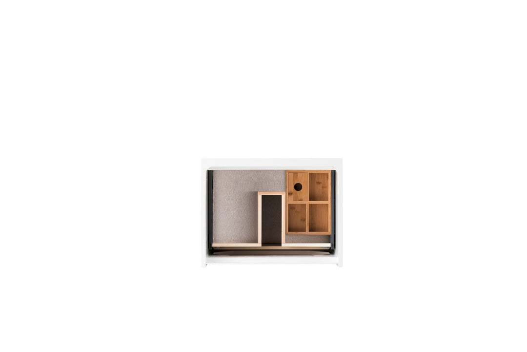 Mantova 23.6" Single Vanity, Glossy White, Champagne Brass Base w/ Charcoal Black Composite Stone Top
