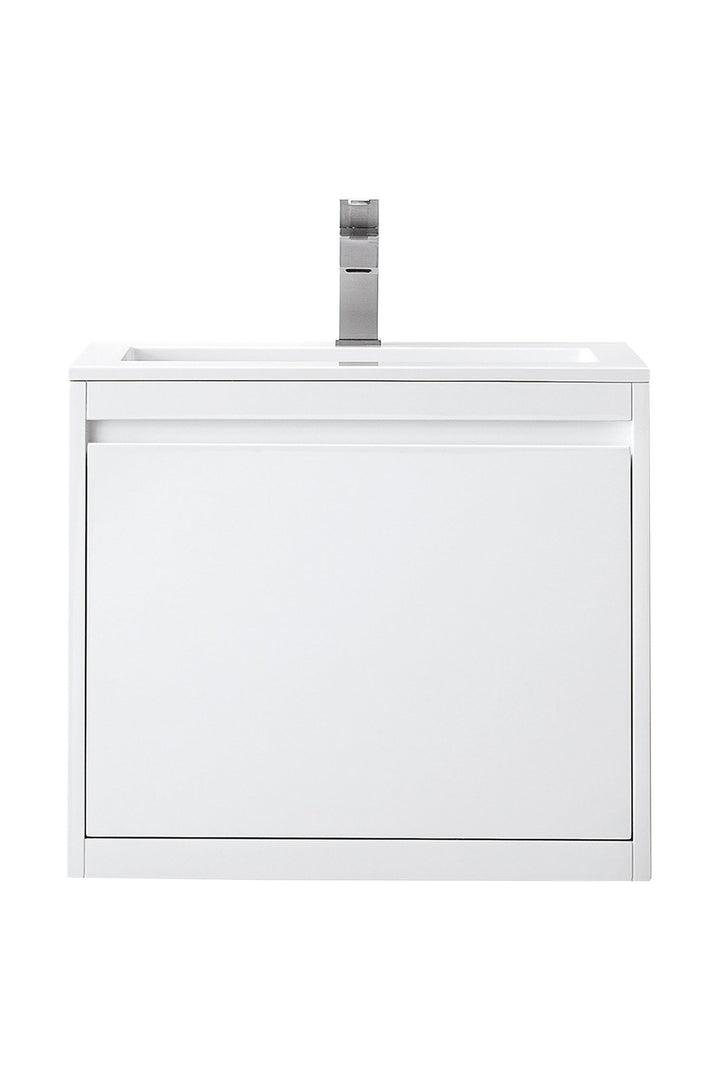 Mantova 23.6" Single Vanity, Glossy White w/ Glossy White Composite Stone Top