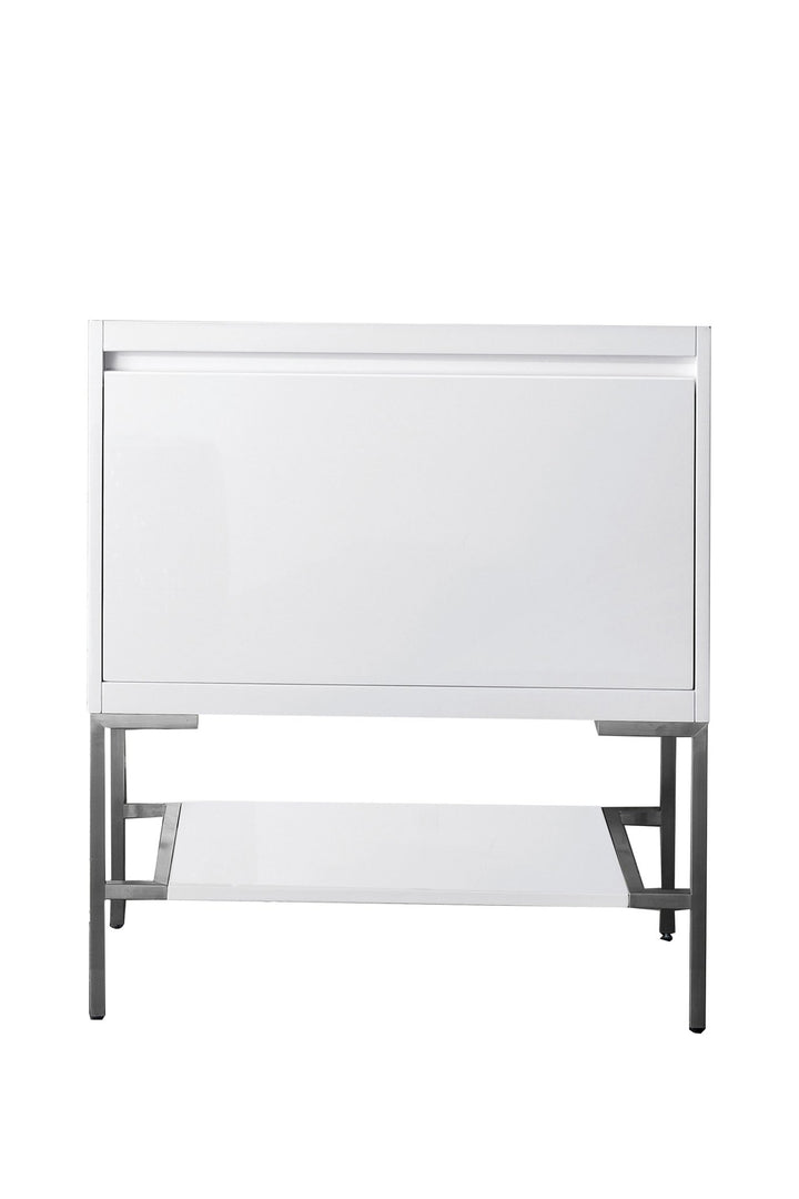 Mantova 31.5" Single Vanity Cabinet, Glossy White, Brushed Nickel Base