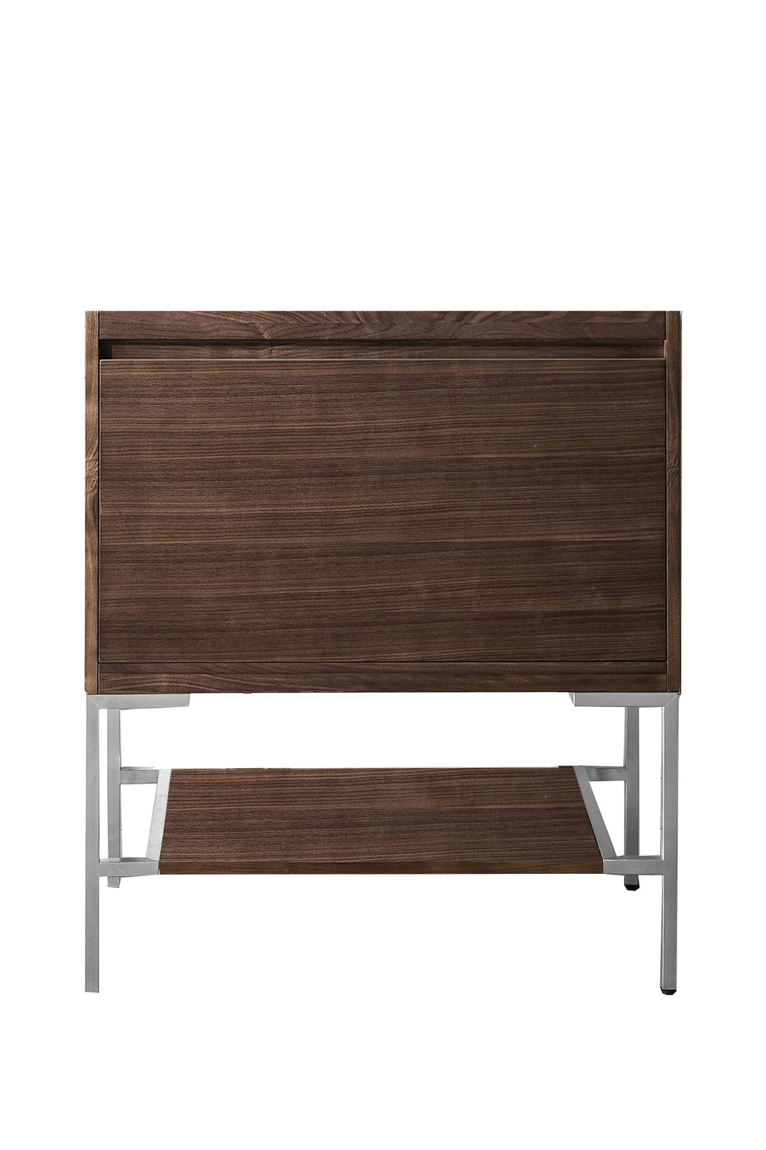 Mantova 31.5" Single Vanity Cabinet, Mid-Century Walnut, Brushed Nickel Base