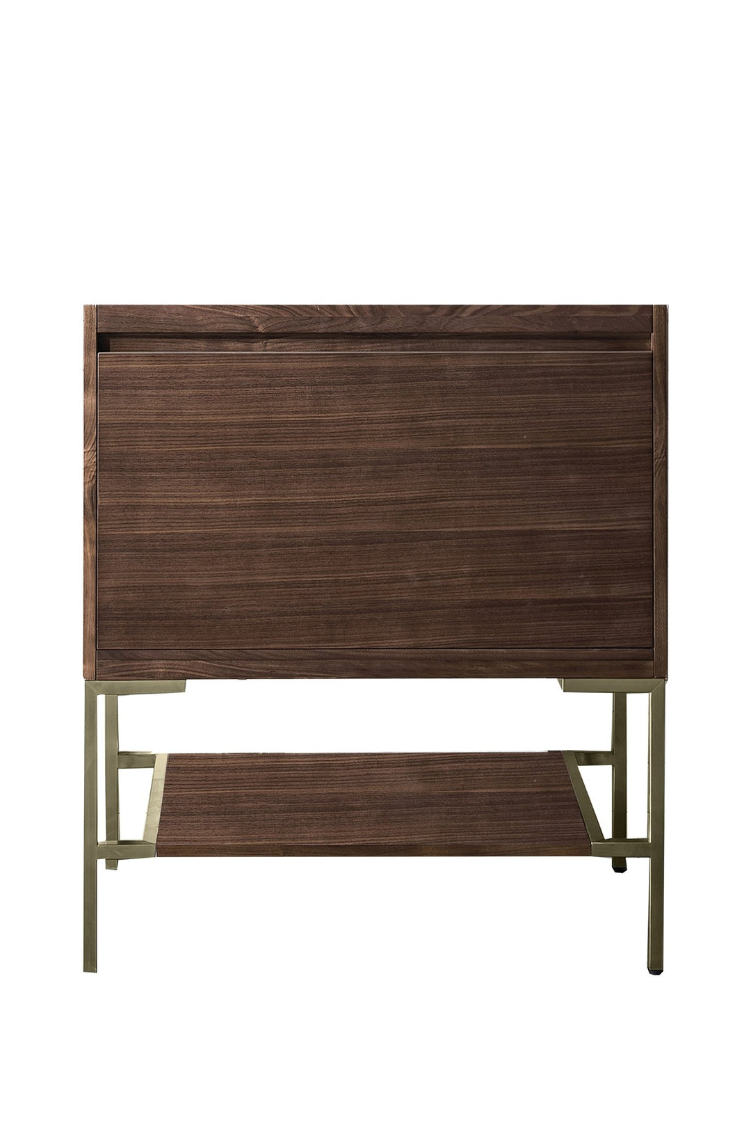 Mantova 31.5" Single Vanity Cabinet, Mid-Century Walnut, Champagne Brass Base