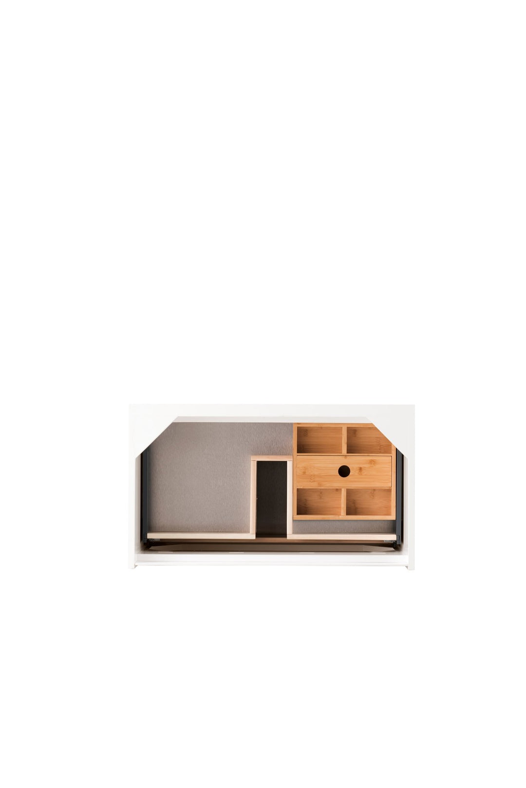 Mantova 31.5" Single Vanity, Glossy White, Brushed Nickel Base w/ Charcoal Black Composite Stone Top