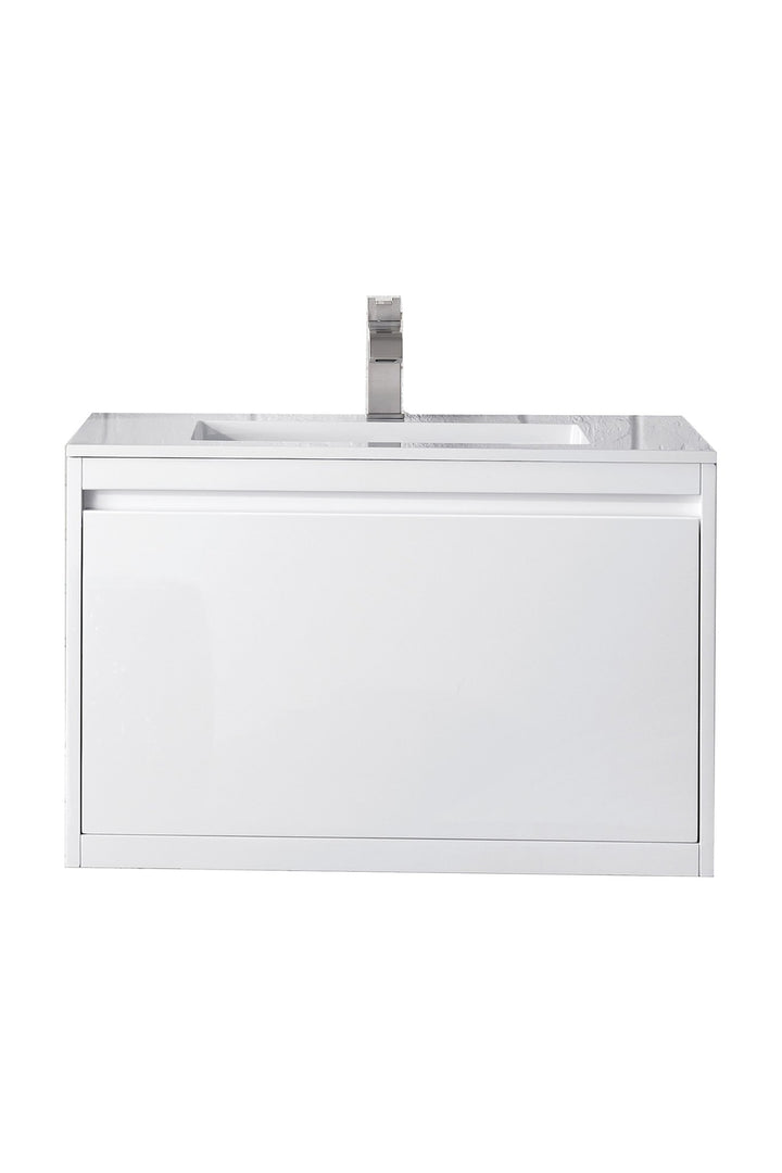 Mantova 31.5" Single Vanity, Glossy White w/ Glossy White Composite Stone Top