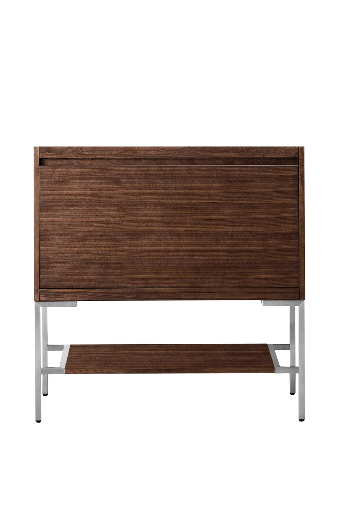 Mantova 35.4" Single Vanity Cabinet, Mid-Century Walnut, Brushed Nickel Base