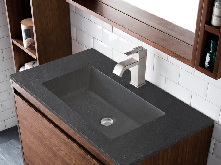 Mantova 35.4" Single Vanity, Mid-Century Walnut w/ Charcoal Black Composite Stone Top