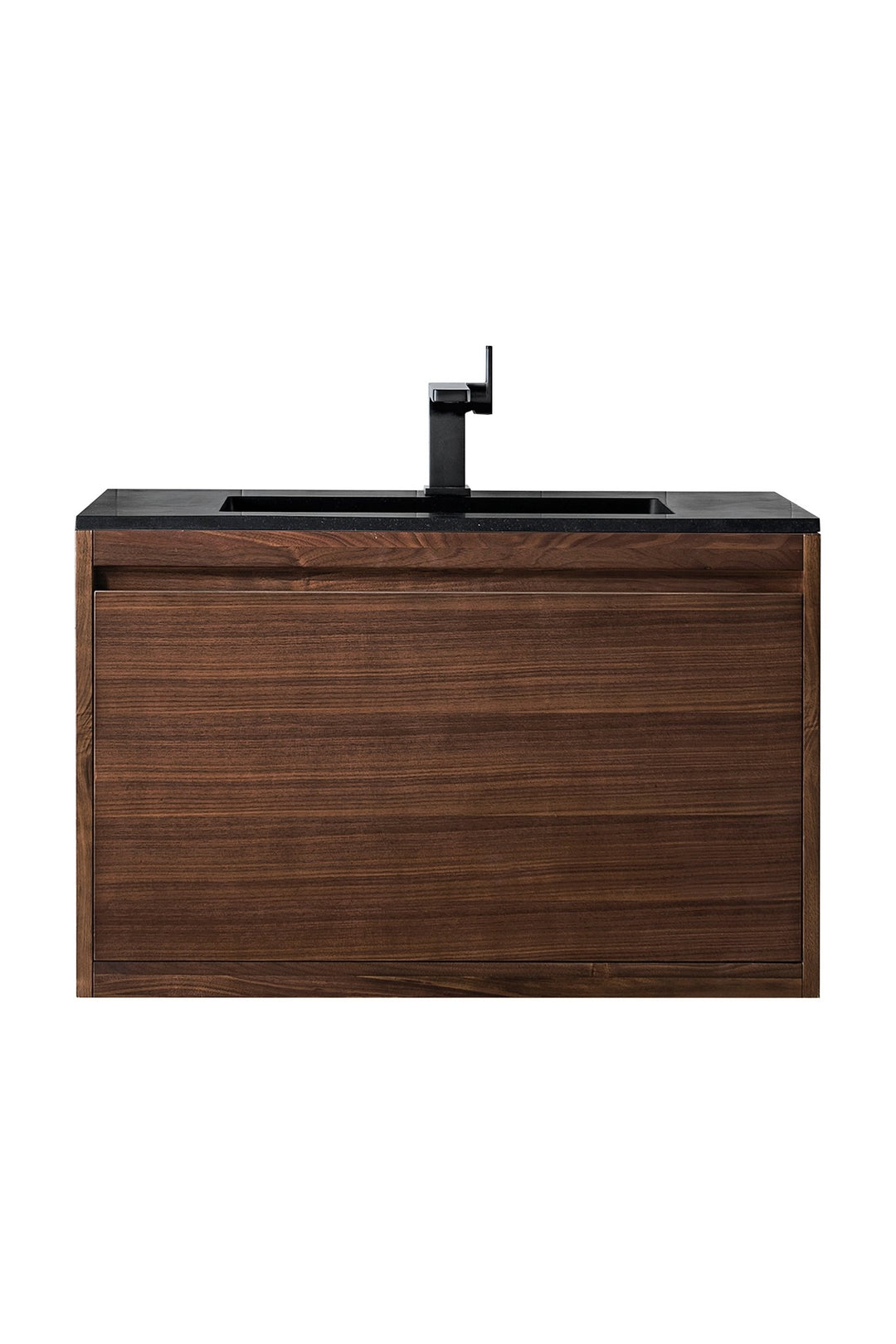 Mantova 35.4" Single Vanity, Mid-Century Walnut w/ Charcoal Black Composite Stone Top