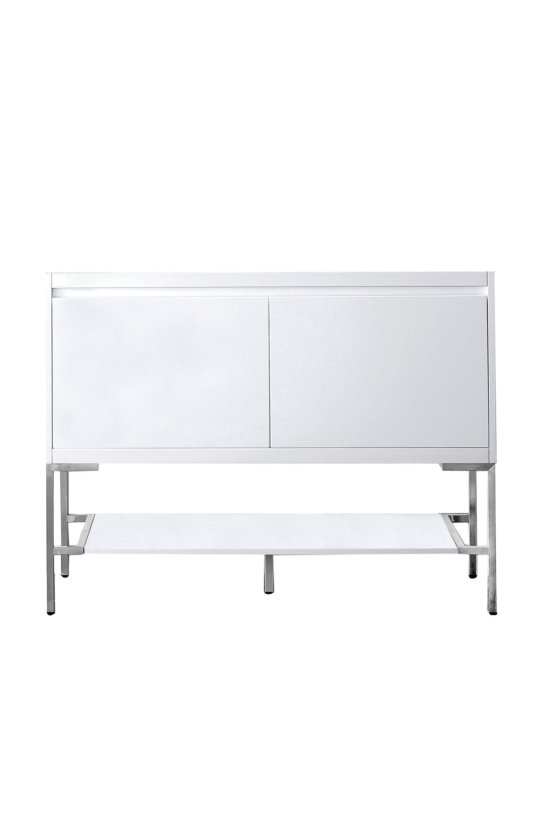 Mantova 47.3" Single Vanity Cabinet, Glossy White, Brushed Nickel Base