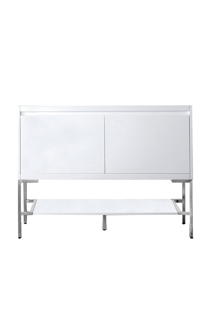 Mantova 47.3" Single Vanity Cabinet, Glossy White, Brushed Nickel Base