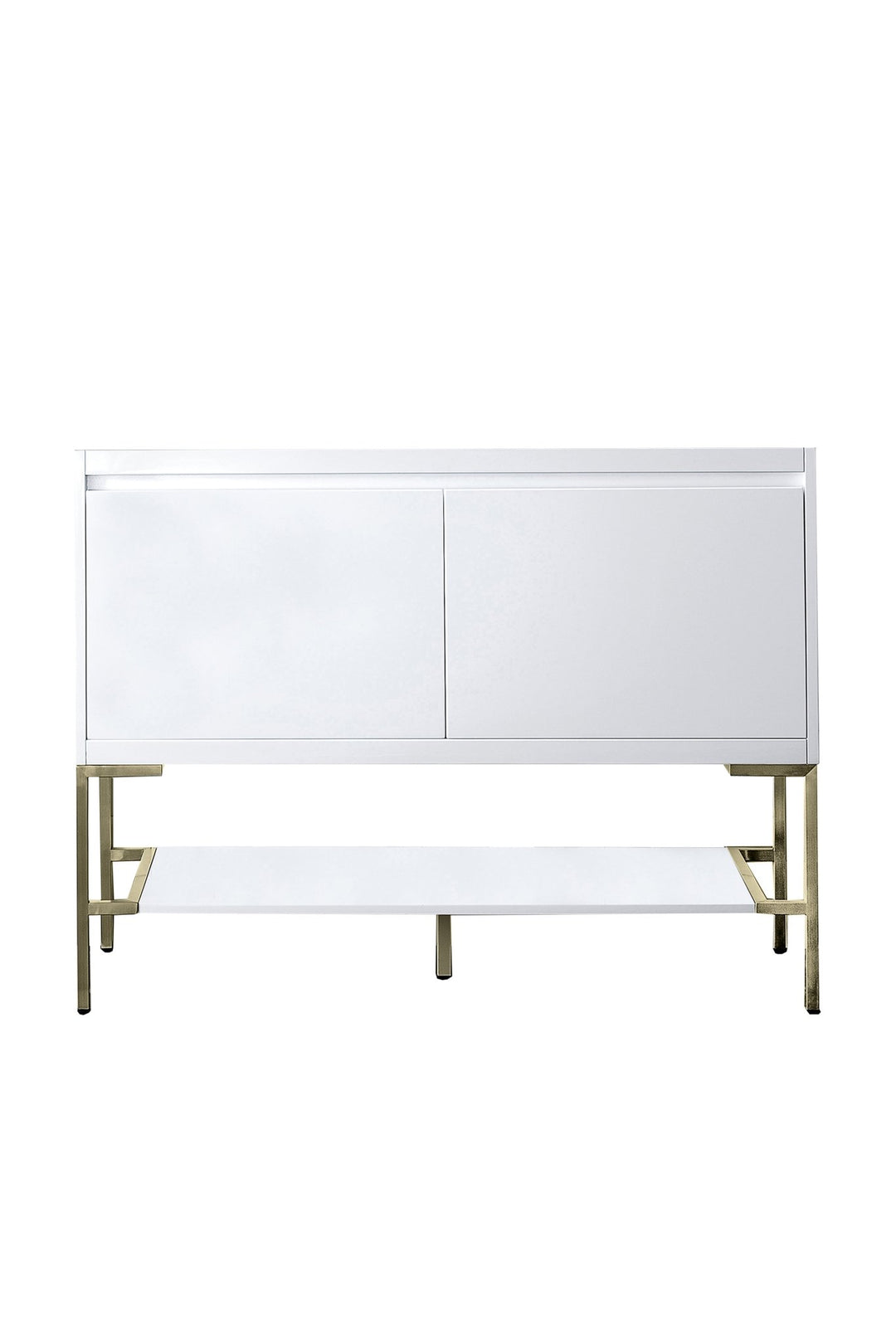 Mantova 47.3" Single Vanity Cabinet, Glossy White, Champagne Brass Base