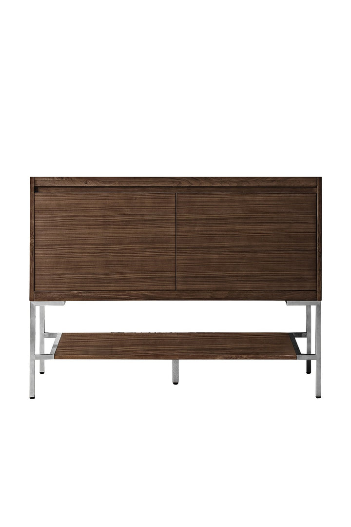 Mantova 47.3" Single Vanity Cabinet, Mid-Century Walnut, Brushed Nickel Base
