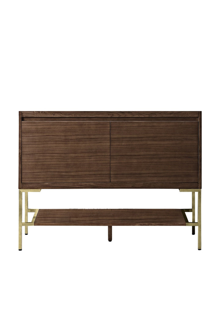 Mantova 47.3" Single Vanity Cabinet, Mid-Century Walnut, Champagne Brass Base