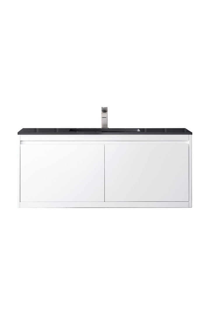Mantova 47.3" Single Vanity, Glossy White w/ Charcoal Black Composite Stone Top