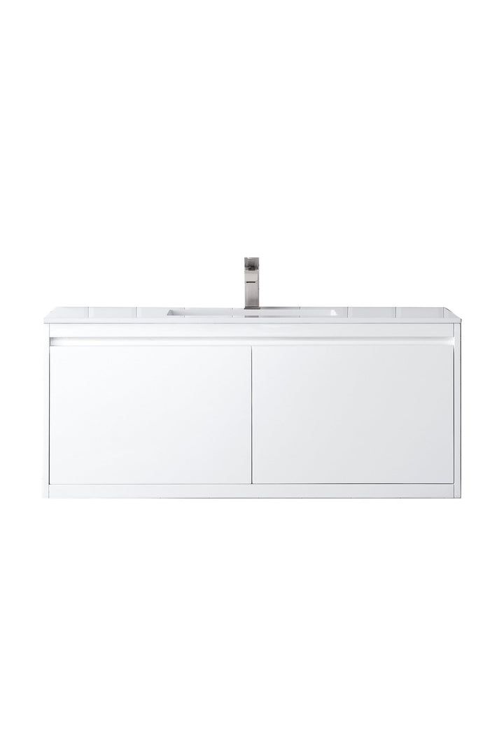 Mantova 47.3" Single Vanity, Glossy White w/ Glossy White Composite Stone Top