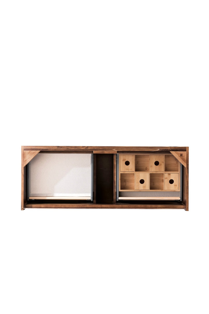 Mantova 47.3" Single Vanity, Mid-Century Walnut, Champagne Brass Base w/ Charcoal Black Composite Stone Top