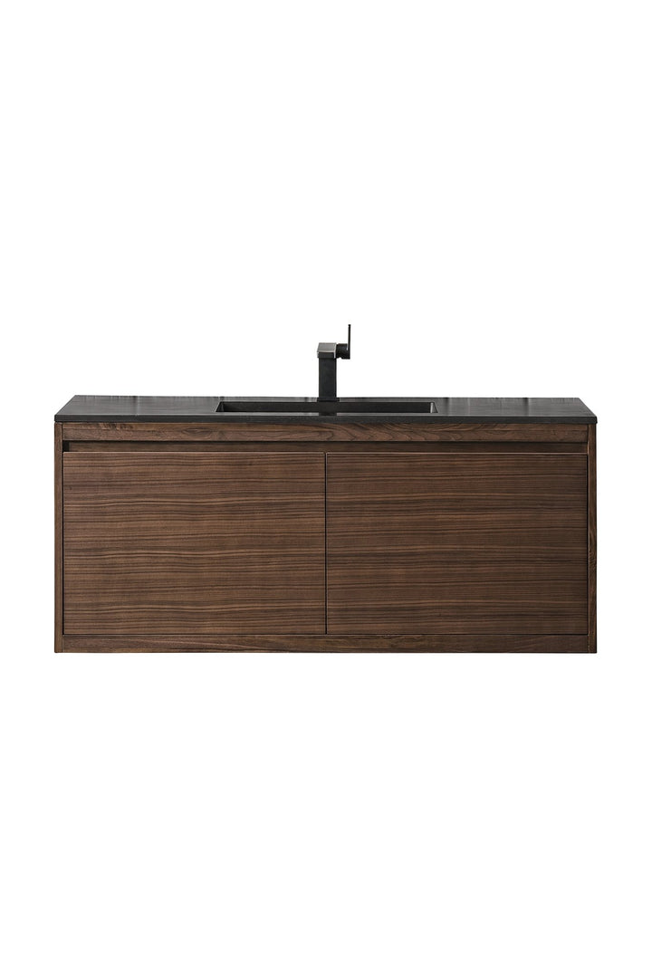 Mantova 47.3" Single Vanity, Mid-Century Walnut w/ Charcoal Black Composite Stone Top