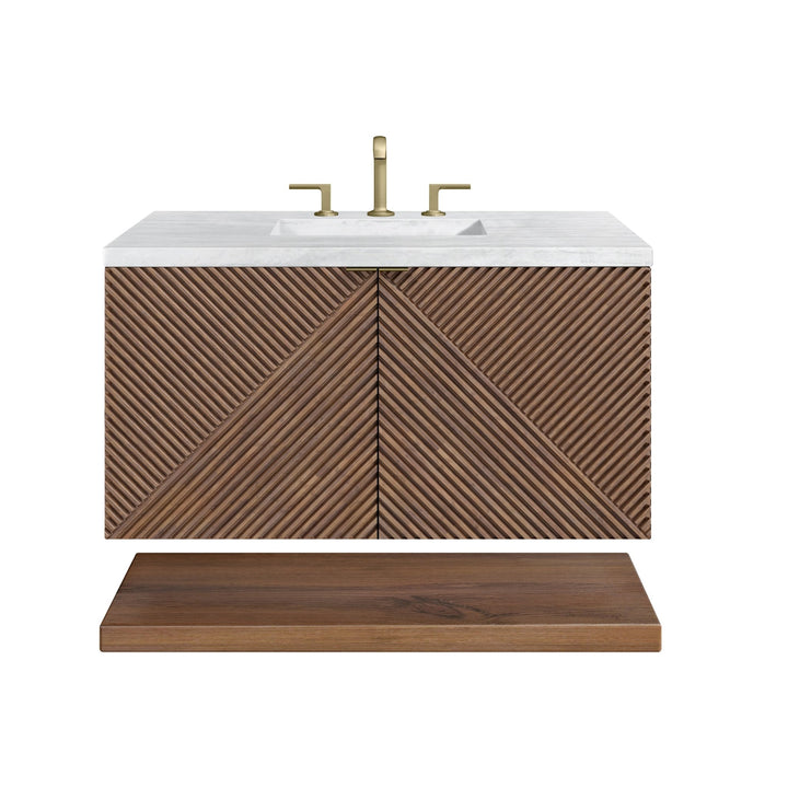 Marcello 36" Single Vanity, Chestnut w/ 3 CM Arctic Fall Top