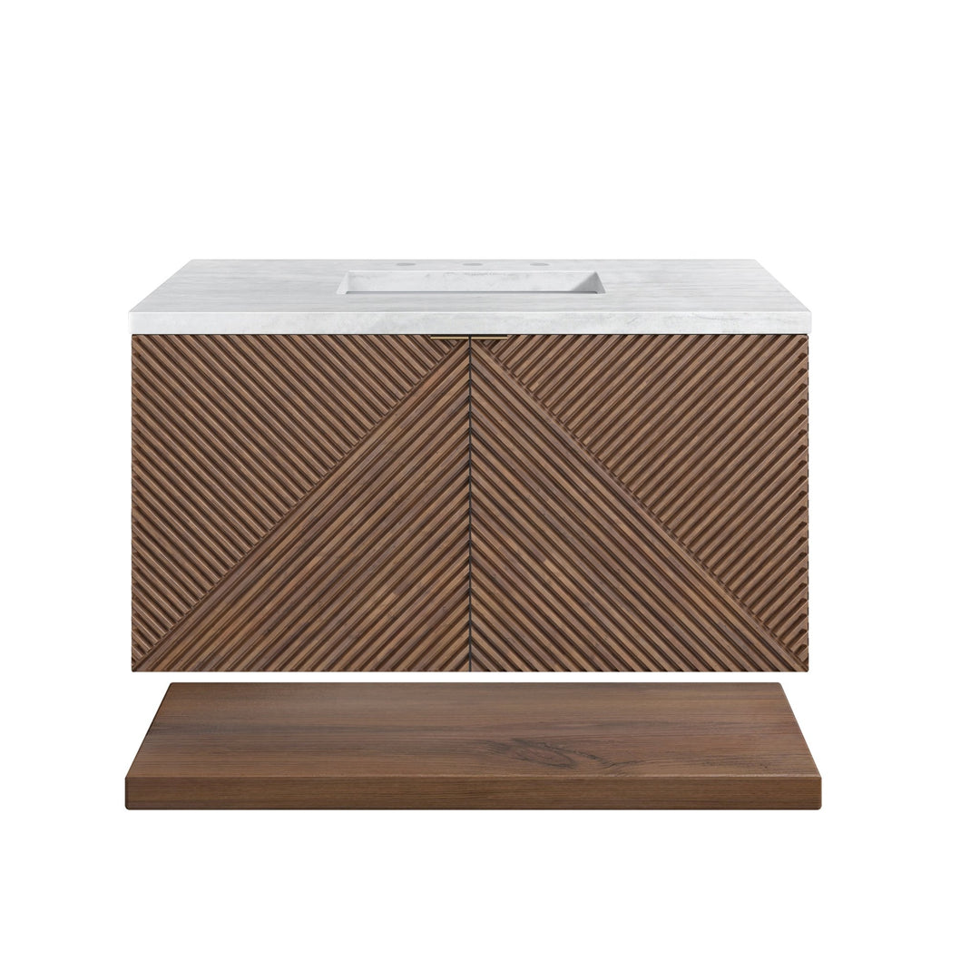 Marcello 36" Single Vanity, Chestnut w/ 3 CM Arctic Fall Top
