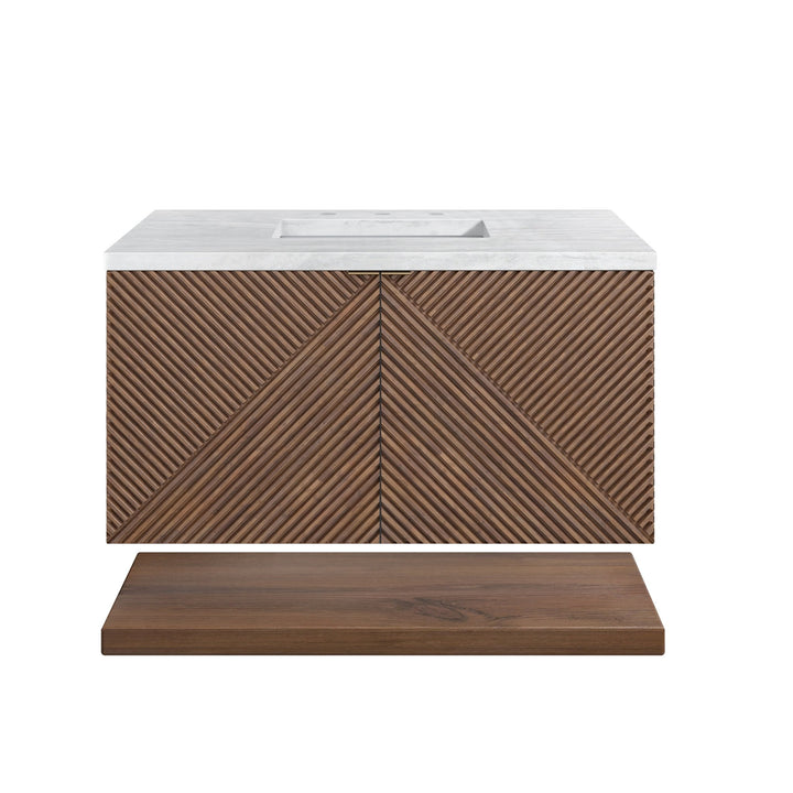 Marcello 36" Single Vanity, Chestnut w/ 3 CM Arctic Fall Top