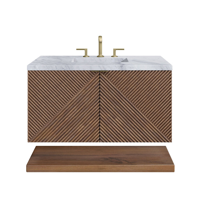 Marcello 36" Single Vanity, Chestnut w/ 3 CM Carrara Marble Top