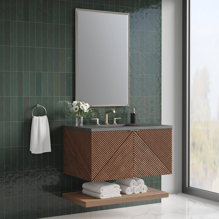Marcello 36" Single Vanity, Chestnut w/ 3 CM Charcoal Soapstone Top