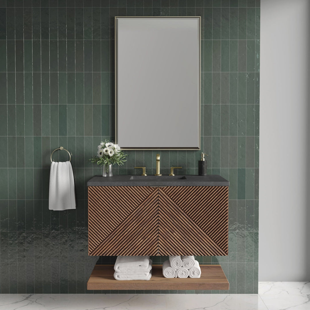 Marcello 36" Single Vanity, Chestnut w/ 3 CM Charcoal Soapstone Top
