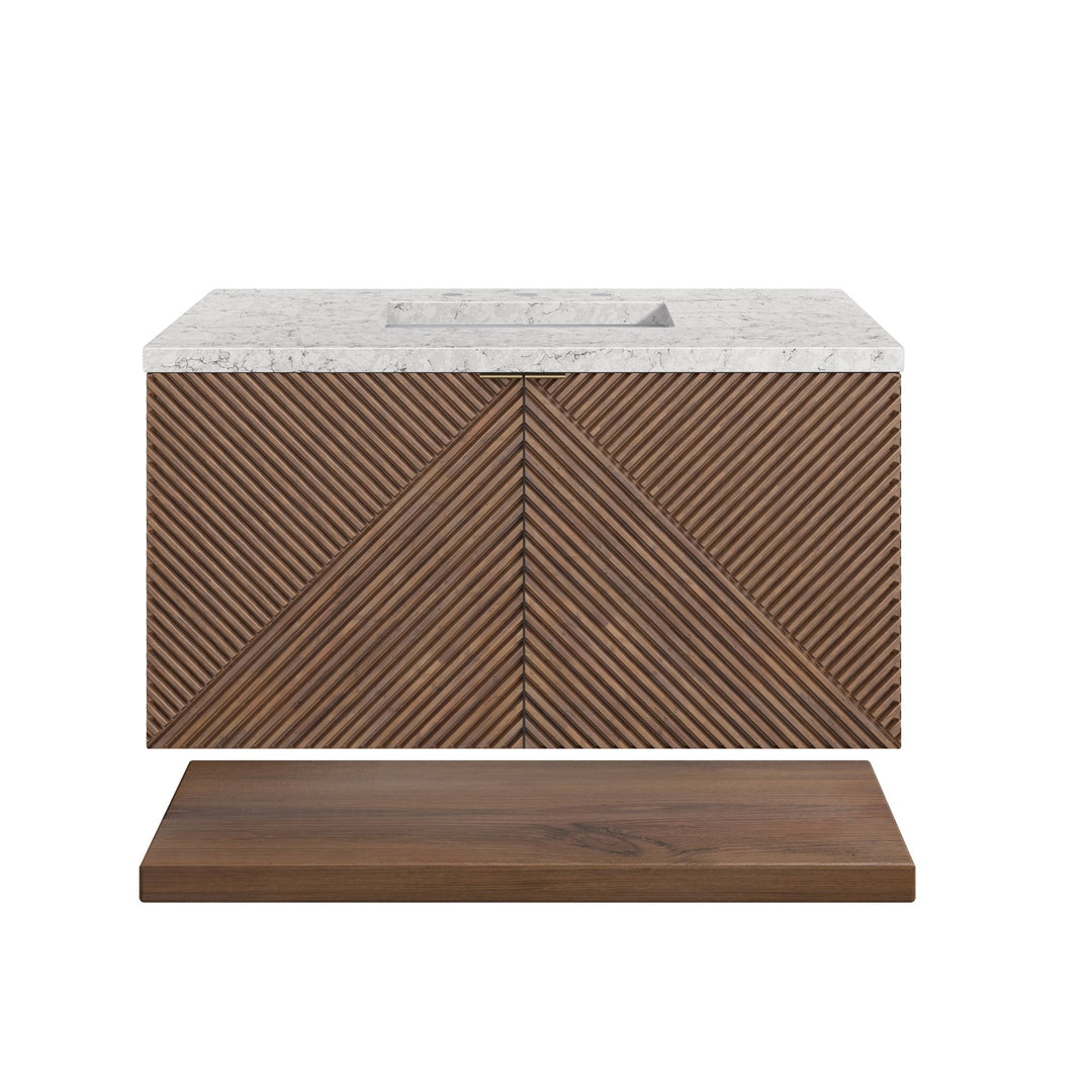 Marcello 36" Single Vanity, Chestnut w/ 3 CM Eternal Jasmine Pearl Top