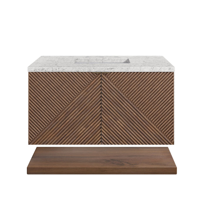 Marcello 36" Single Vanity, Chestnut w/ 3 CM Eternal Jasmine Pearl Top