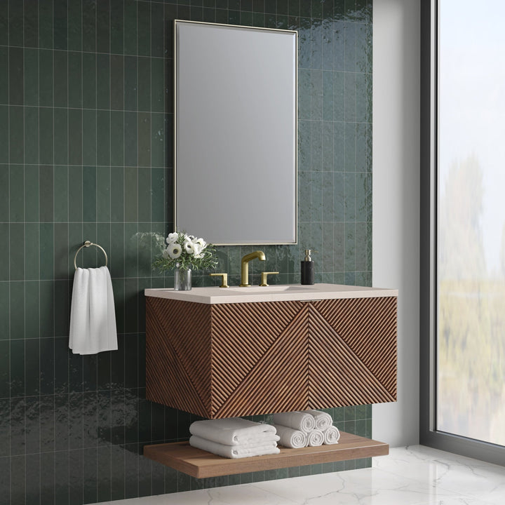 Marcello 36" Single Vanity, Chestnut w/ 3 CM Eternal Marfil Top