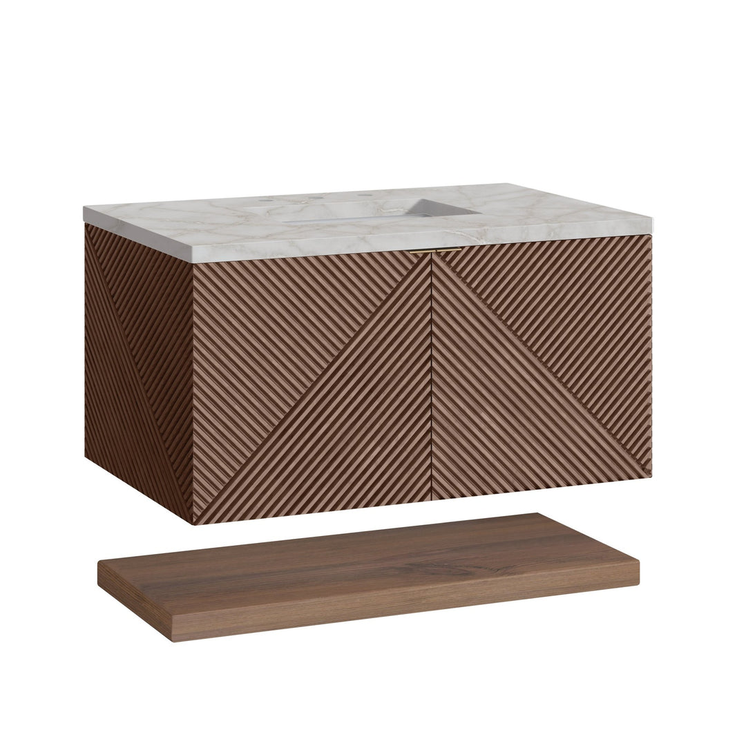 Marcello 36" Single Vanity, Chestnut w/ 3 CM Victorian Silver Top