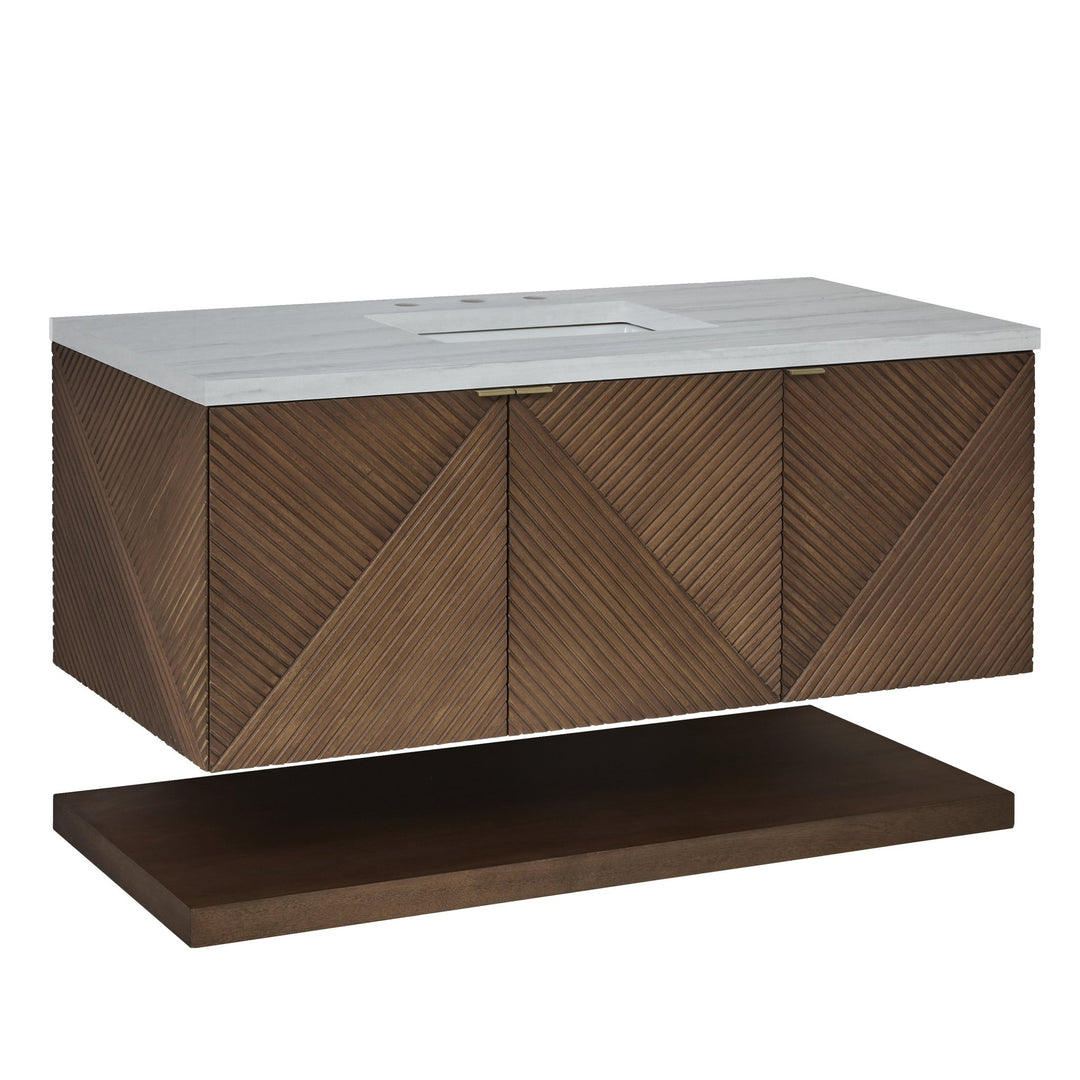 Marcello 48" Single Vanity, Chestnut w/ 3 CM Arctic Fall Solid Surface Top