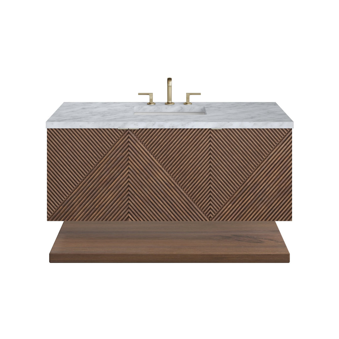 Marcello 48" Single Vanity, Chestnut w/ 3 CM Carrara White Marble Top