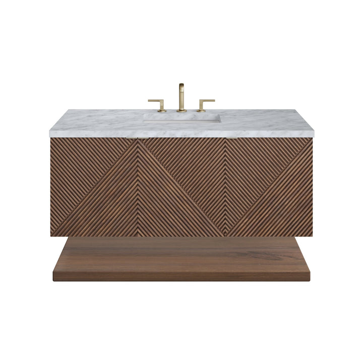 Marcello 48" Single Vanity, Chestnut w/ 3 CM Carrara White Marble Top