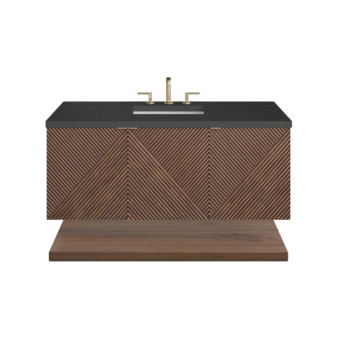 Marcello 48" Single Vanity, Chestnut w/ 3 CM Charcoal Soapstone Silestone Top