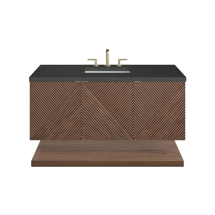 Marcello 48" Single Vanity, Chestnut w/ 3 CM Charcoal Soapstone Silestone Top