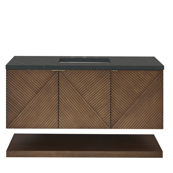 Marcello 48" Single Vanity, Chestnut w/ 3 CM Charcoal Soapstone Silestone Top