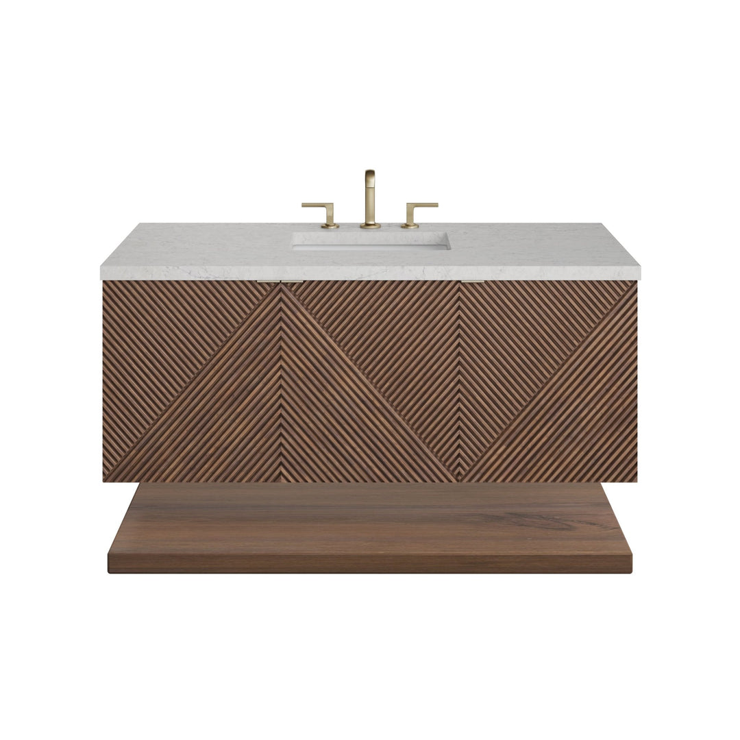 Marcello 48" Single Vanity, Chestnut w/ 3 CM Eternal Jasmine Pearl Silestone Top