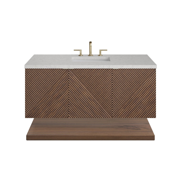 Marcello 48" Single Vanity, Chestnut w/ 3 CM Eternal Jasmine Pearl Silestone Top