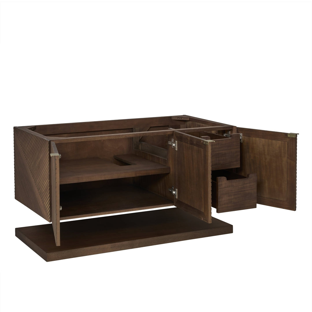 Marcello 48" Single Vanity, Chestnut w/ 3 CM Eternal Jasmine Pearl Silestone Top