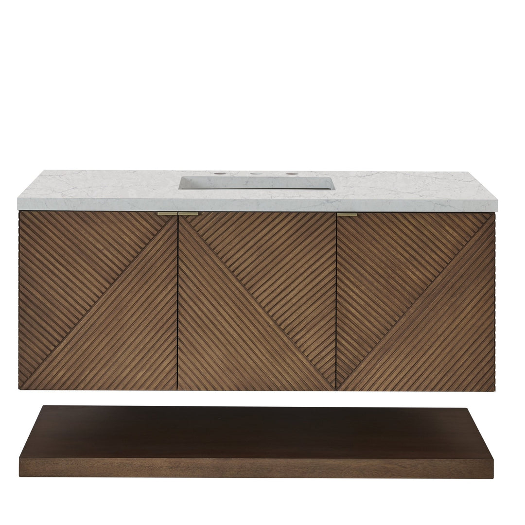 Marcello 48" Single Vanity, Chestnut w/ 3 CM Eternal Jasmine Pearl Silestone Top w/ FreePower Wireless Charger