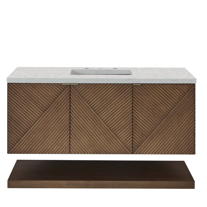 Marcello 48" Single Vanity, Chestnut w/ 3 CM Eternal Jasmine Pearl Silestone Top w/ FreePower Wireless Charger