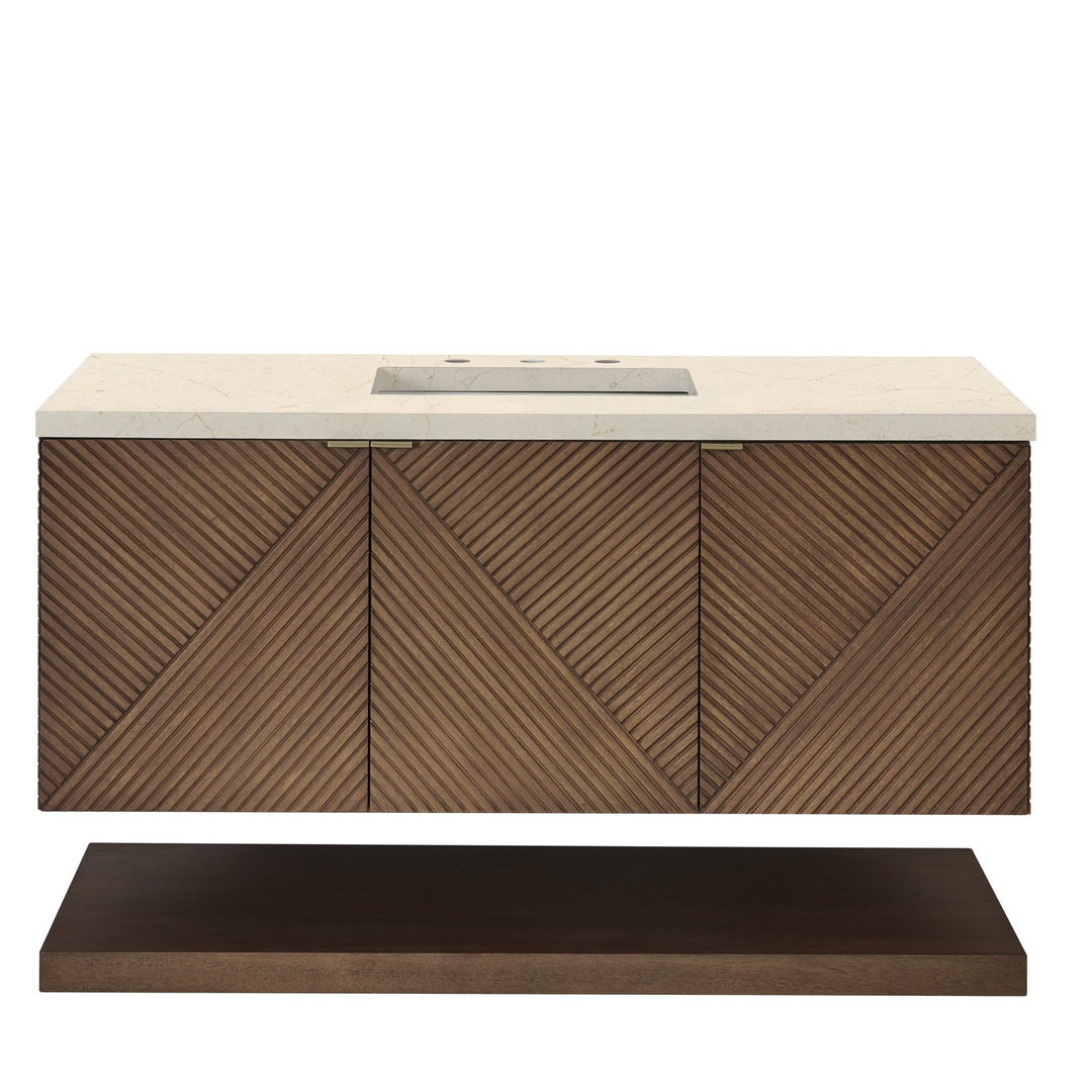 Marcello 48" Single Vanity, Chestnut w/ 3 CM Eternal Marfil Silestone Top