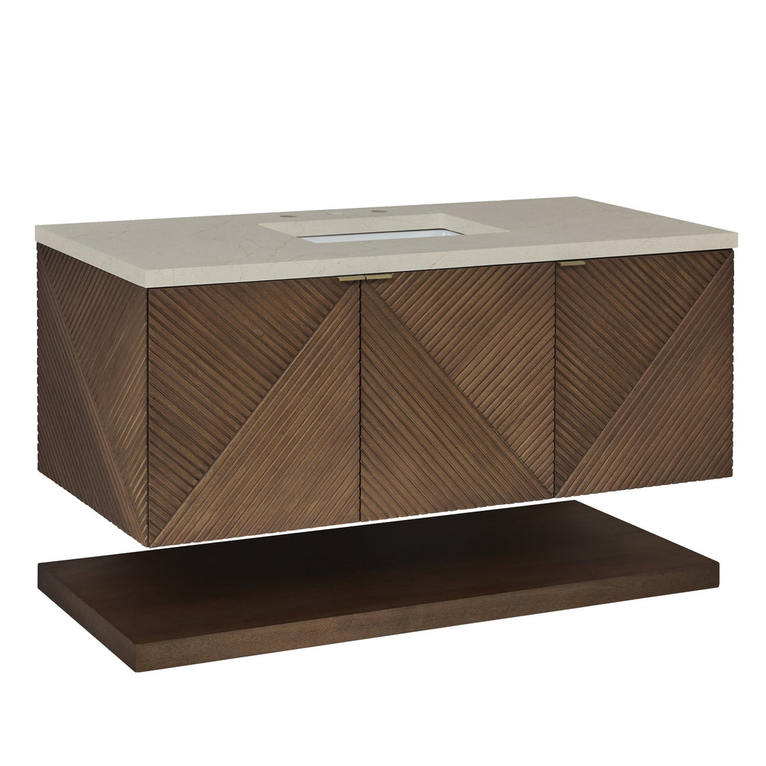 Marcello 48" Single Vanity, Chestnut w/ 3 CM Eternal Marfil Silestone Top