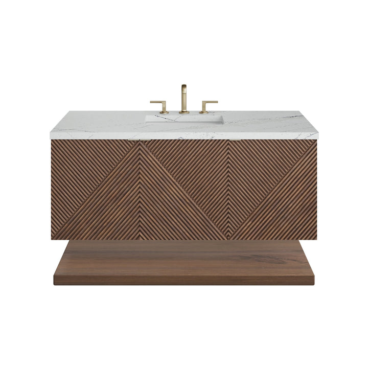 Marcello 48" Single Vanity, Chestnut w/ 3 CM Ethereal Noctis Silestone Top