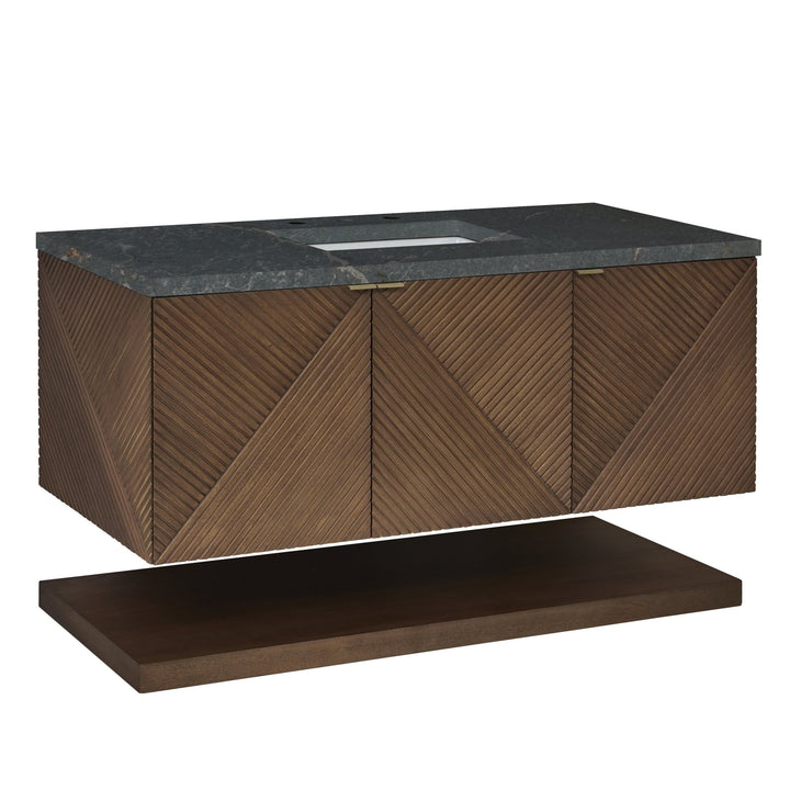Marcello 48" Single Vanity, Chestnut w/ 3 CM Parisien Bleu Silestone Top